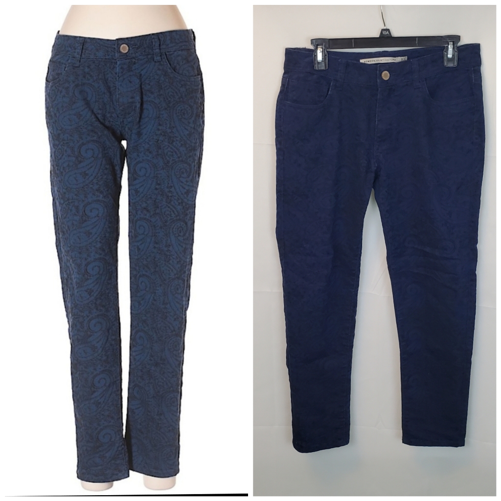 Romeo & Juliet Couture Blue Paisley Print Jeans Size 30 ~ Eclectic Unique Street